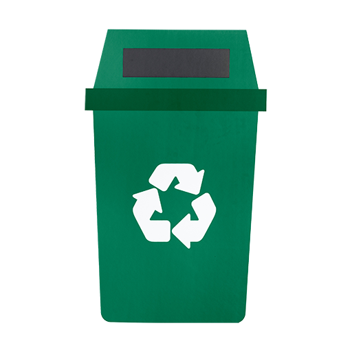 Imagen del test de datonismo, 3 imagenes de basureros con distintos colores, rojo, verde y amarillo